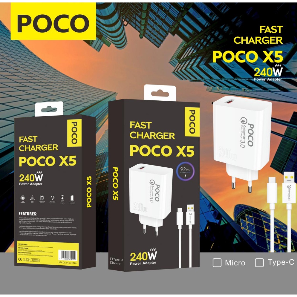CHEKOUT Terlaris Charger pocophone poco X5 24w Support FastCharging qc3 kompatible semua hp smartpho