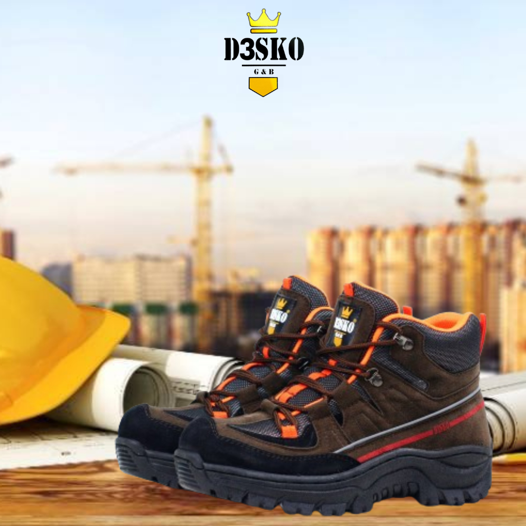 Sepatu Boots Pria Pedro Safety Pria Ujung Besi Warna Brown Orange