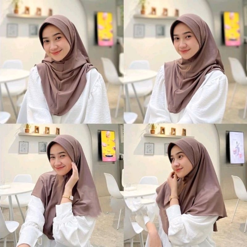 Jilbab Bergo Hamidah size L / Jilbab Sport / Hijab Instan Jersey Pinguin Santai Bisnis Sore Hari Kru