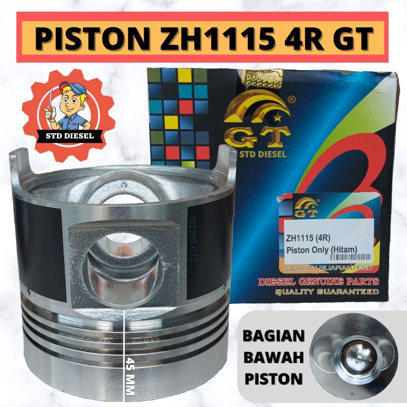 PISTON ZH1115 4R MERK GT BLACK SEKER SEHER HITAM JIANG DONG ZH1115 23 24 HP PK 4R 45MM PISTON ZH1115