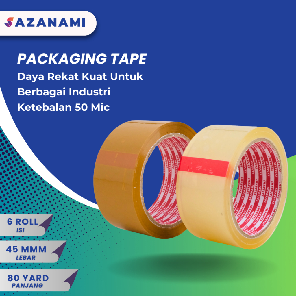 

HenJO Lakban Bening 2" Inch 80Y Yard Sazanami Opp Tape Isolasi Selotip