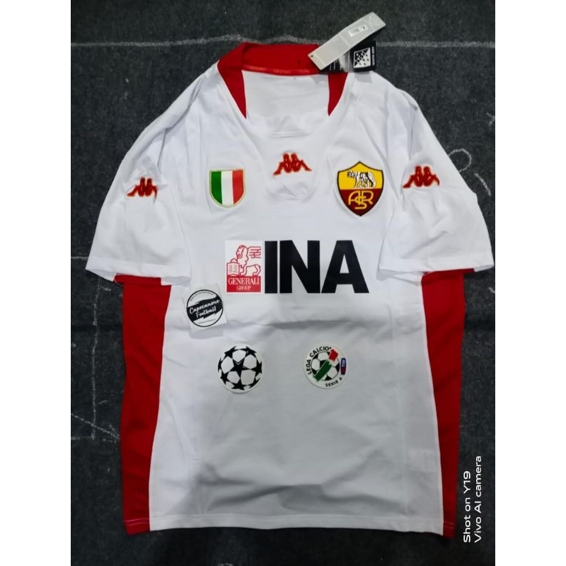 BAJU JERSEY AS ROMA RETRO 2001 01 2002 02 2003 03 1998 98 1999 99 AWAY Full