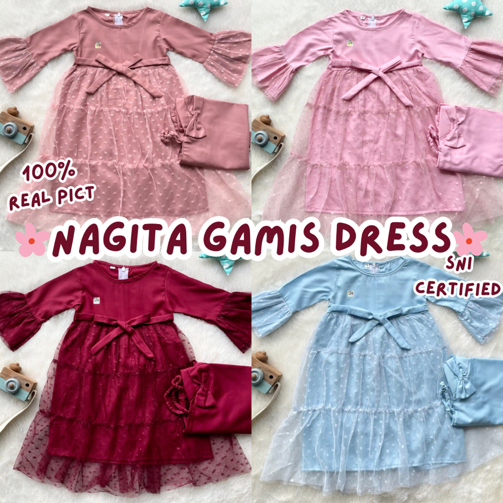 gamis anak perempuan 1 2 3 tahun dress muslim tile polkadot