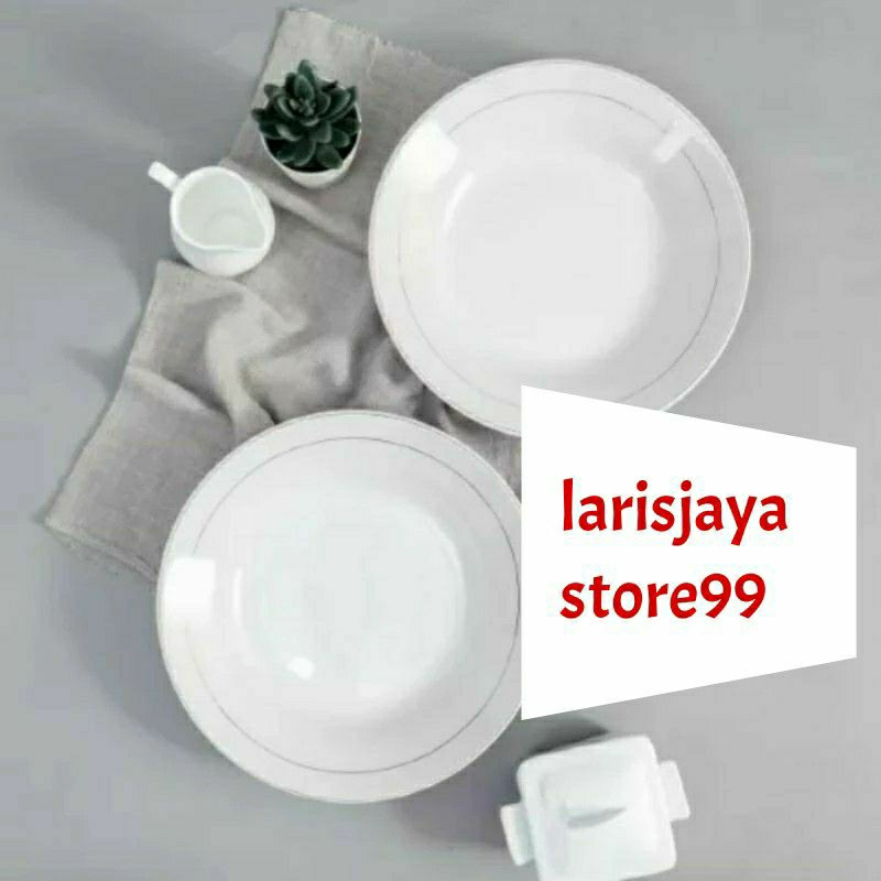 Piring Makan List Emas | Piring Makan Keramik | Piring Nasi 23cm