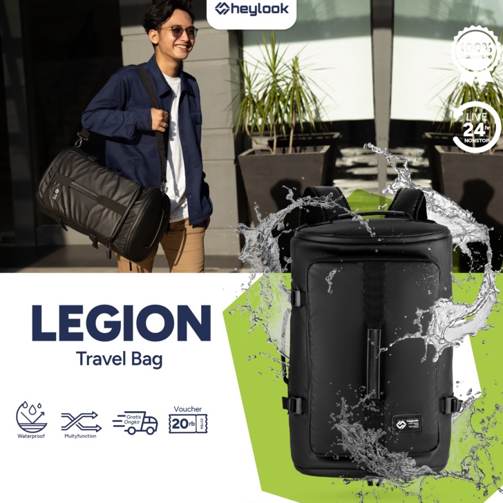 Hot Sale HEYLOOK  Travel bag Pria LEGION TravelBag Tas Gym Duffle Bag Tas Fitnes Tas Futsal Tas Pula