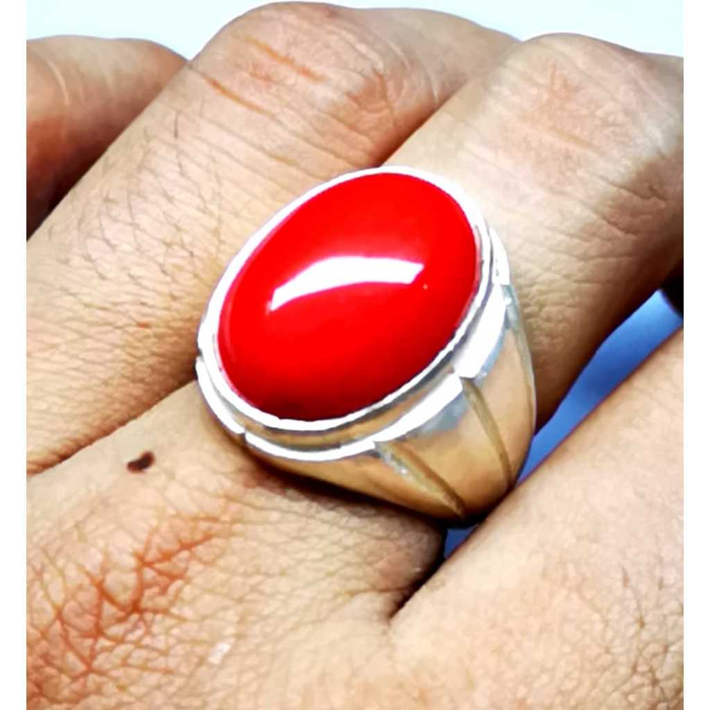 Batu Cincin Pria//Batu Akik Red Coral Marjan Super Mewah HQ Termurah