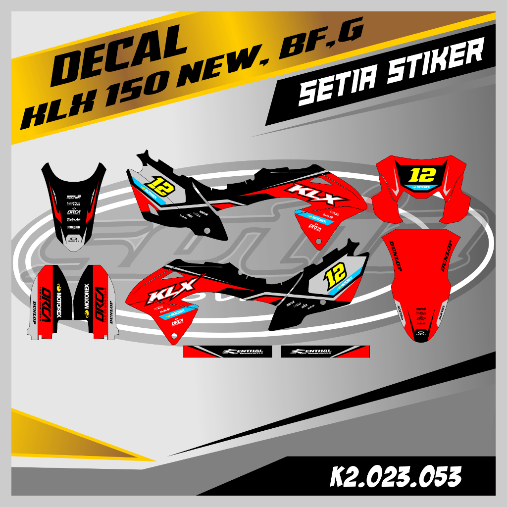 DECAL KLX BF 150 NEW, G, SE, WARNA MERAH, KEREN, SIMPLE, STIKER SUPERMOTO TRAIL, DESAIN BEBAS CUSTOM