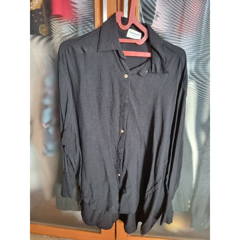 PRELOVED 8WOOD FASHION TODAY ALICE NORIN  *OVERSIZED CHECKERED *STRIPE SHIRT