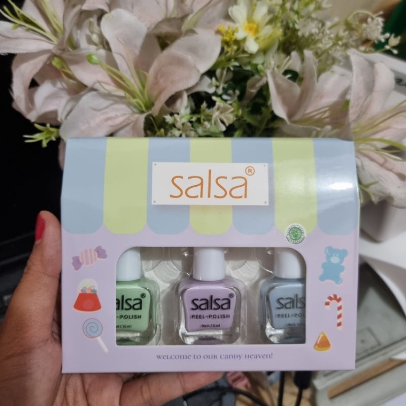 IWD SALSA Kutek Peel Polish Set 1 Box Isi 3 Set Kutek Peel Off Cat Kuku Bisa Kelupas