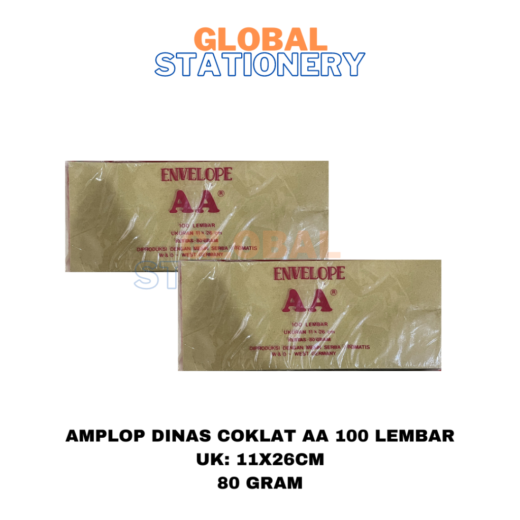 

Amplop Kesing Dinas AA isi 100 Lembar Ukuran 11x26 cm Polos Coklat 80 Gsm