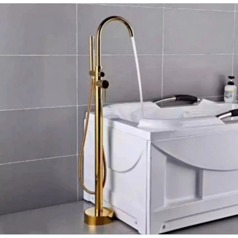 Kran bathub mixer standing panas dingin gold / kran standing staimless panas dingin gold