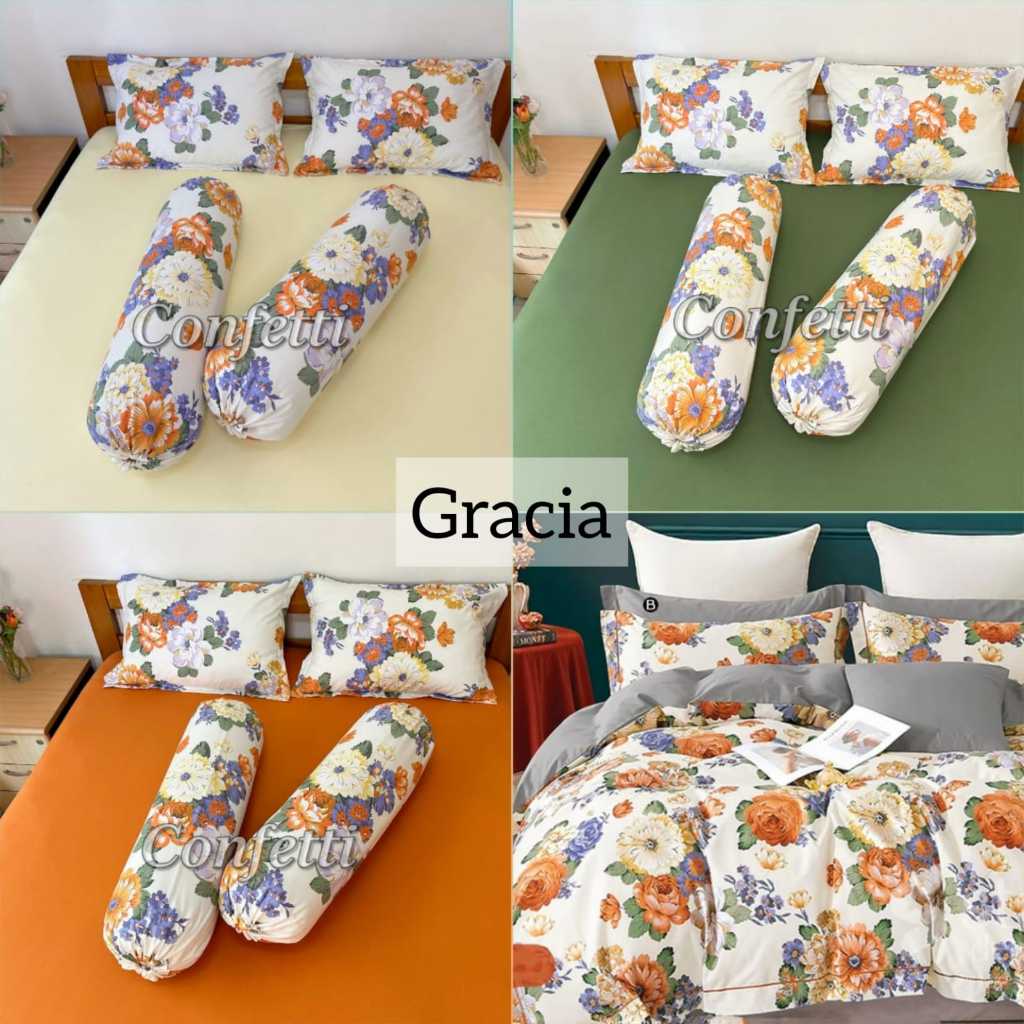 Seprei kaos confetti full karet keliling anti geser ( sudah termasuk sarung bantal)