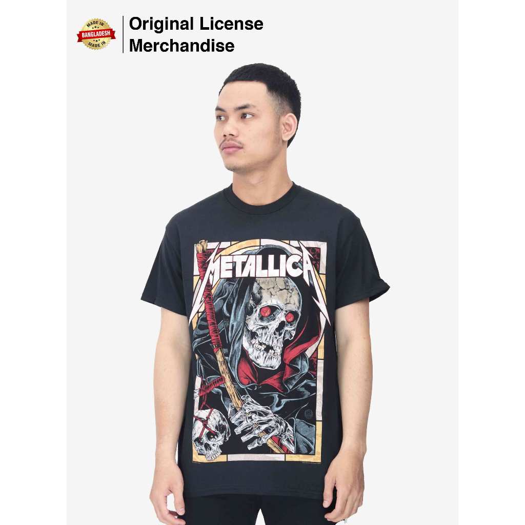Kaos Baju Casual Pendek Pria Cowok Wanita Dewasa Band Musik Metal Original METALLICA Death Reaper