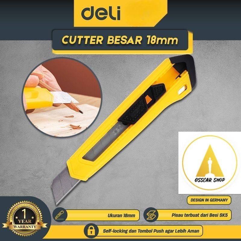 

Deli Cutter / Cutter Besar 18mm Pisau SK5 EDL018B