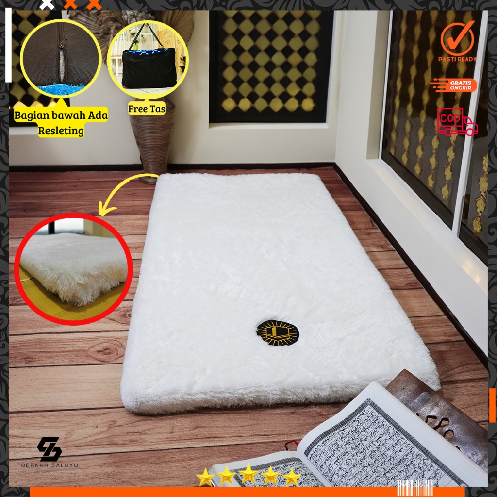 Sajadah Bulu Rasfur super premium 115x65x5cm motif lebih tebal free tas SPK