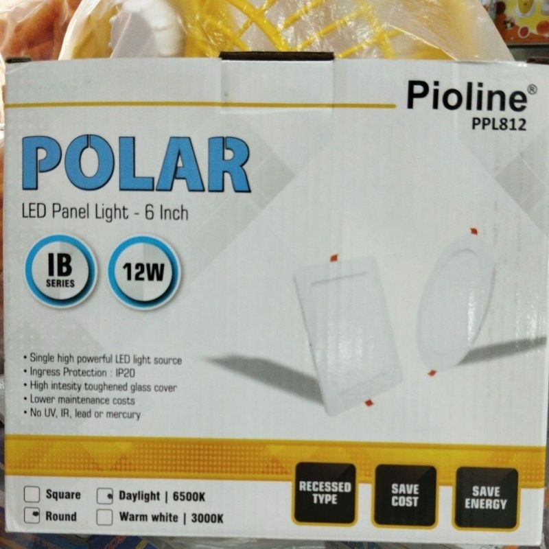Lampu Downlight LED Pioline 12W Bulat/ Kotak 12 Watt LED Panel