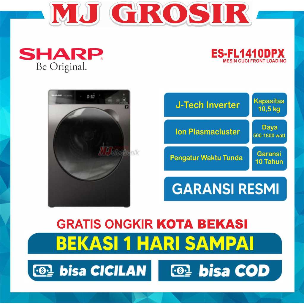MESIN CUCI FRONT LOADING SHARP ES-FL 1410 DPX 10.5 KG 1 TABUNG