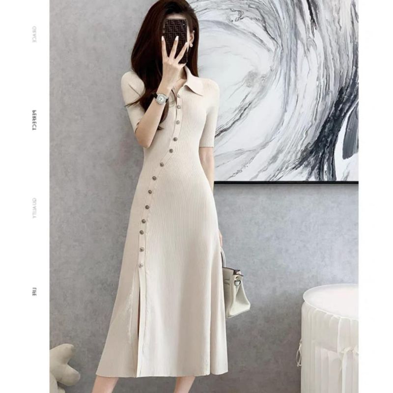D8230 Fashion Maxi long dress dres panjang lengan pendek ngaret melar santai pantai anakmuda abege r
