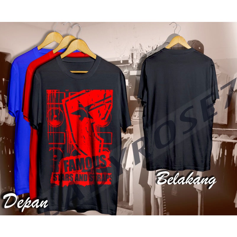 KAOS FAMOUS STARS AND STRAPS LENGAN PENDEK / KAOS PRIA / KAOS BAND / KAOS DISTRO