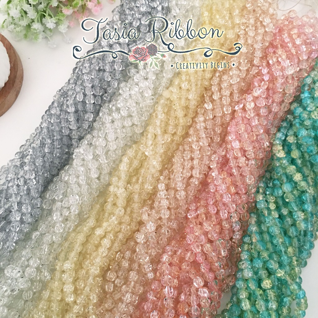 Beads Crack 8mm (Manik Kaca Pecah 0,8)