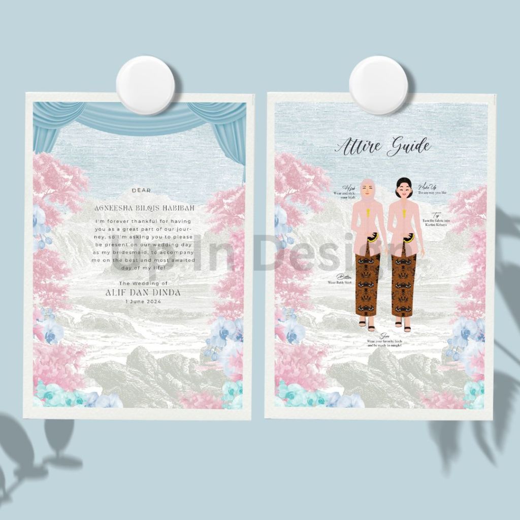 Non Custom Bridesmaid Card dan Attire Guide Card khusus Artpaper
