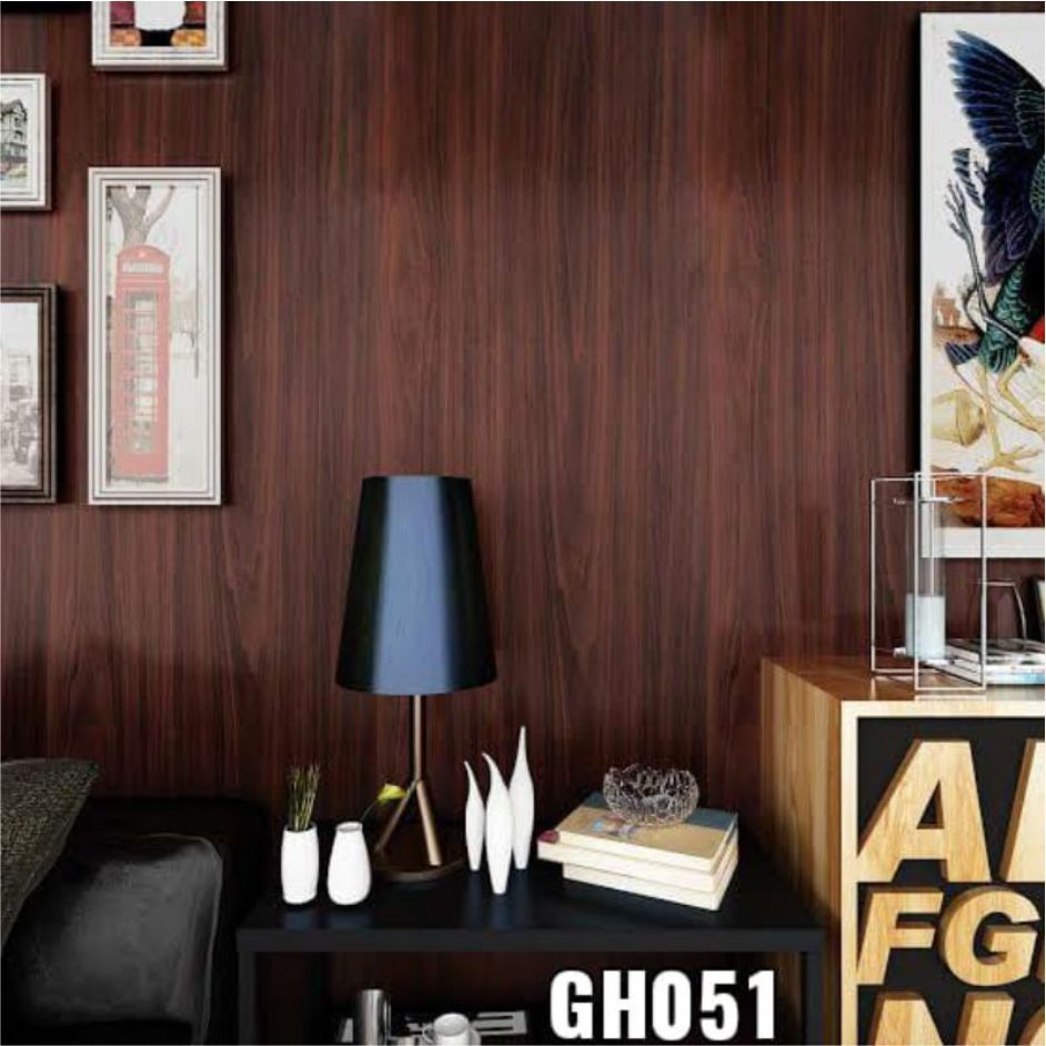 Wallpaper Stiker Dinding WALLSTIKER Motif Serat Kayu GH 051 - 45 CM x 3,5 - 4 M  - SUDAH ADA LEM