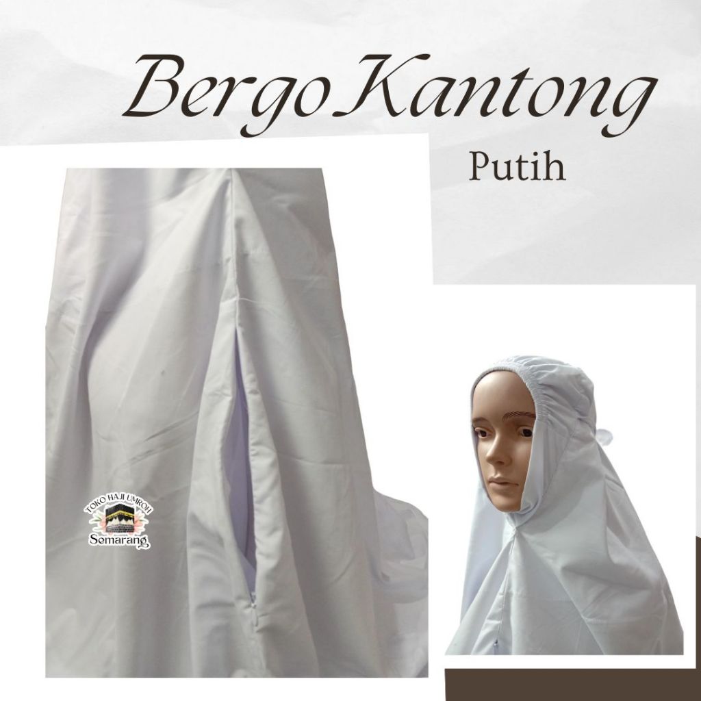 Bergo Kantong Resleting | Bergo Bersaku Warna Putih Jilbab Kerudung Instan Warna Putih Besar Jumbo I