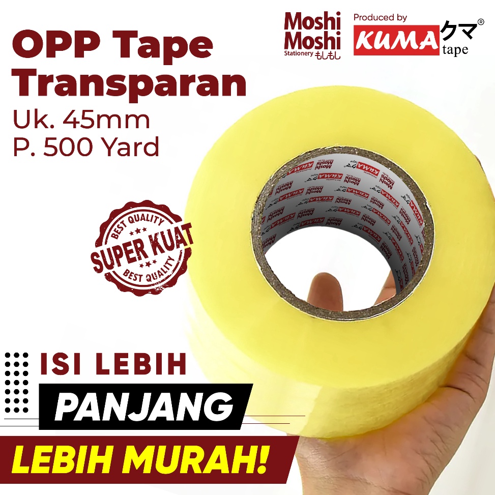 

JIA326 SALE Lakban Moshi Kuma 2 inch 5 Yard Bening Transparan Tape Perekat Kuat