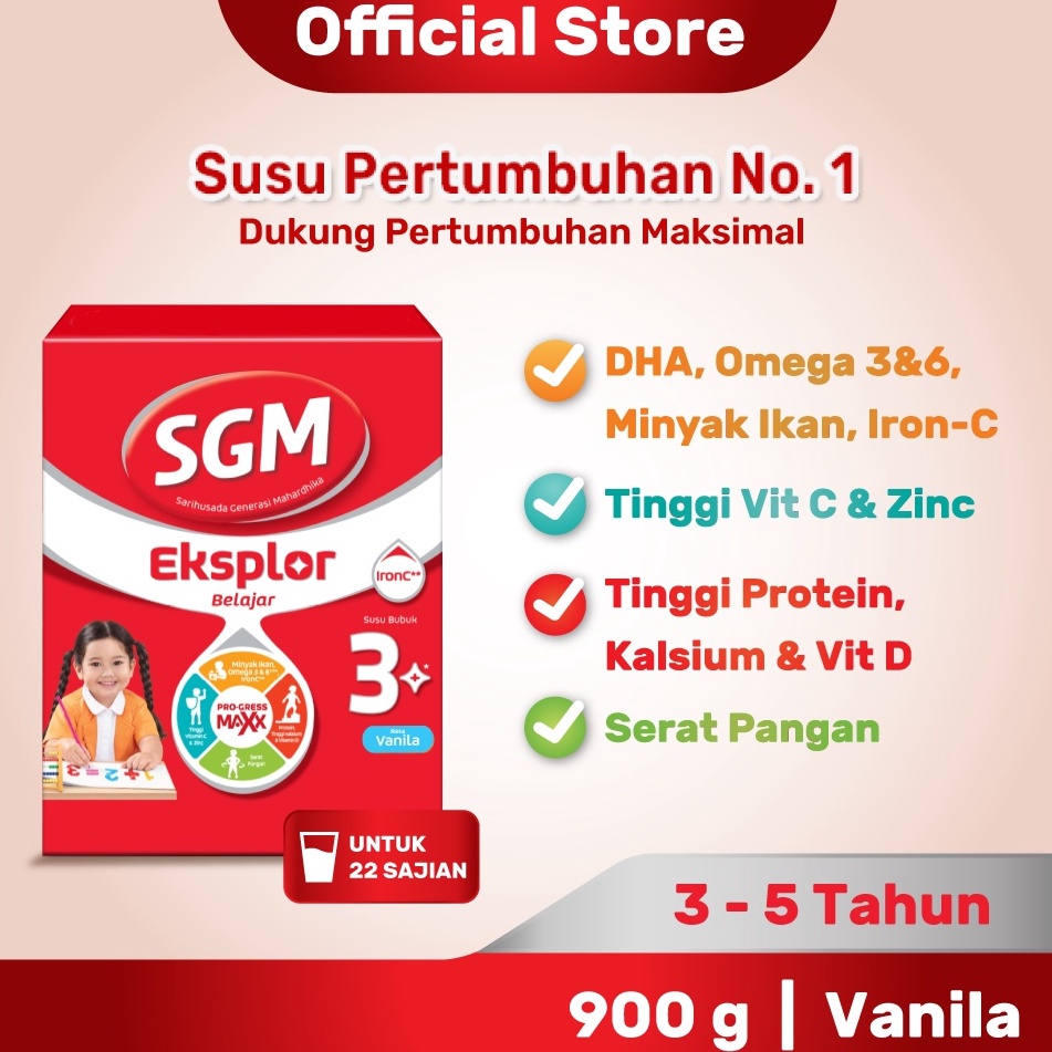 HPE694 GROSIR  SGM Eksplor Belajar 3 ProGressMaxx Susu Bubuk Vanilla 9 gr
