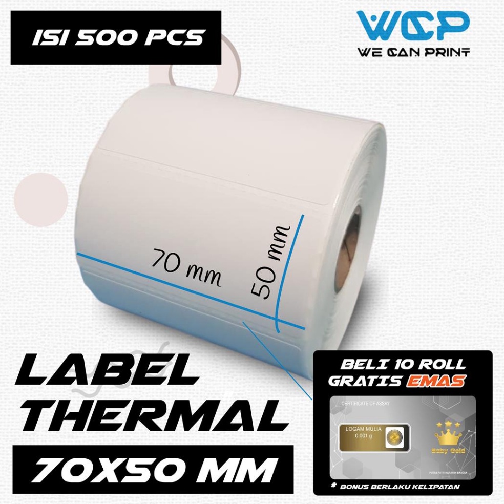 

AGX978 COD Kertas Struk Printer Stiker Label Barcode Thermal Paper Resi 7mm 5mm 7x5 isi 5 pcs