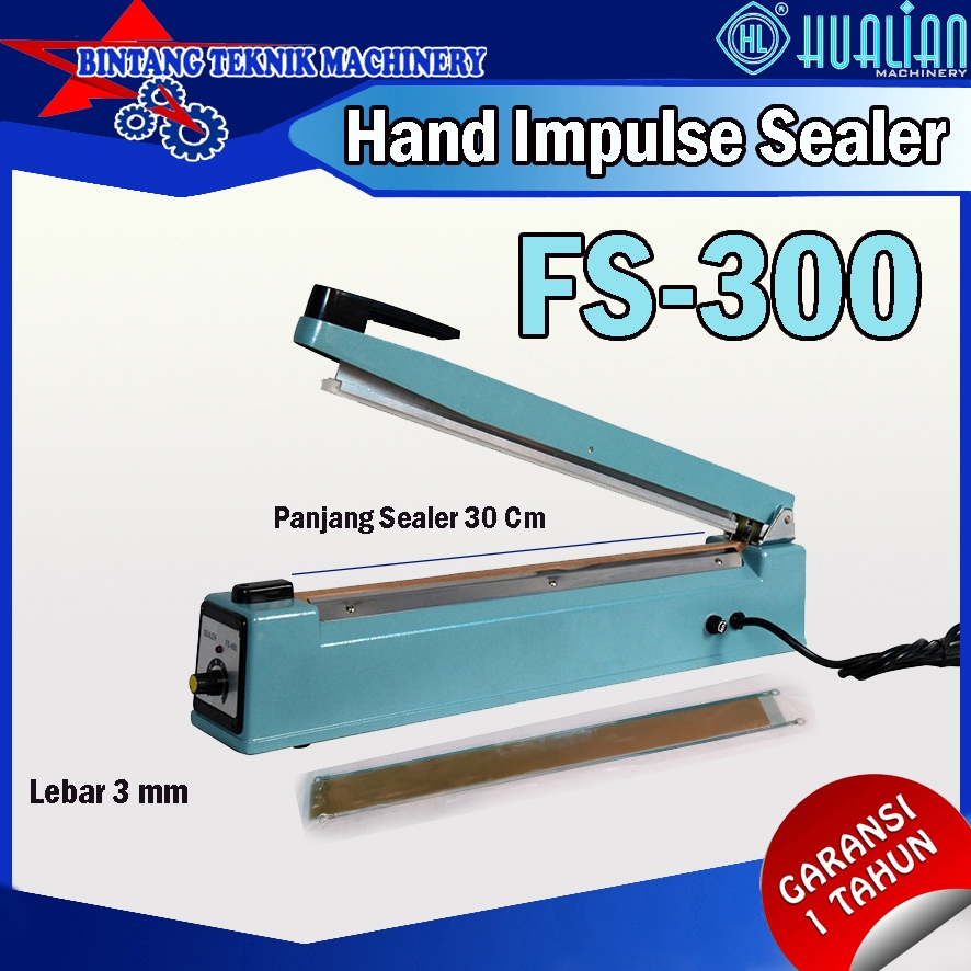 Hand Impulse Sealer FS-300 Mesin Sealer plastik dan alumunium foil panjang 30 cm lebar 3mm