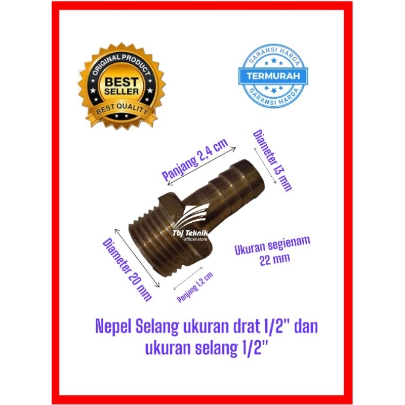 nepel selang drat luar 1/2"x1/2"