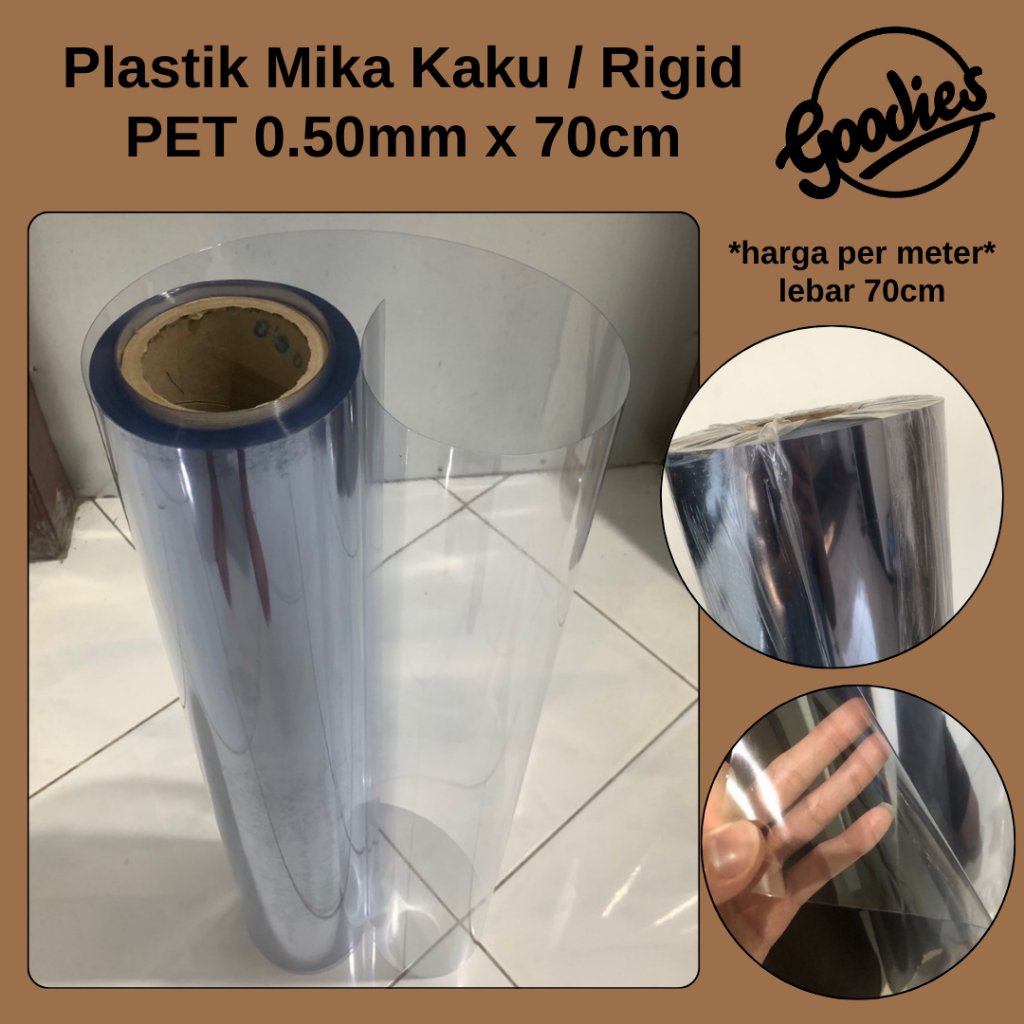 

Plastik Mika Kaku Tebal PET 0.50mm x 70cm Tebal Pengganti Kaca / Mika Rigid Meteran untuk Tutup Seserahan Pernikahan / Hantaran Bening 050 0.50 0,50 mm