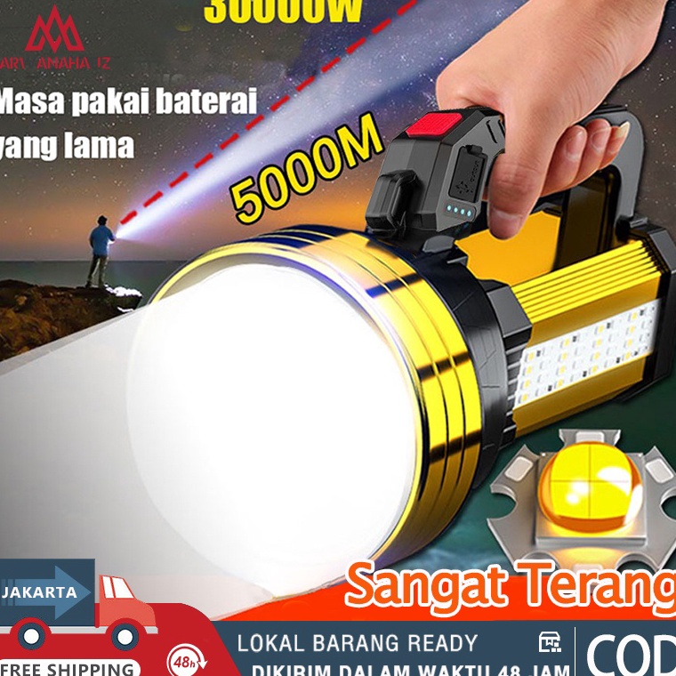 Tren Terbaru Senter LED Super Terang Jarak Jauh Senter Camping Jumbo Multifungsi Waterproof Power 8 