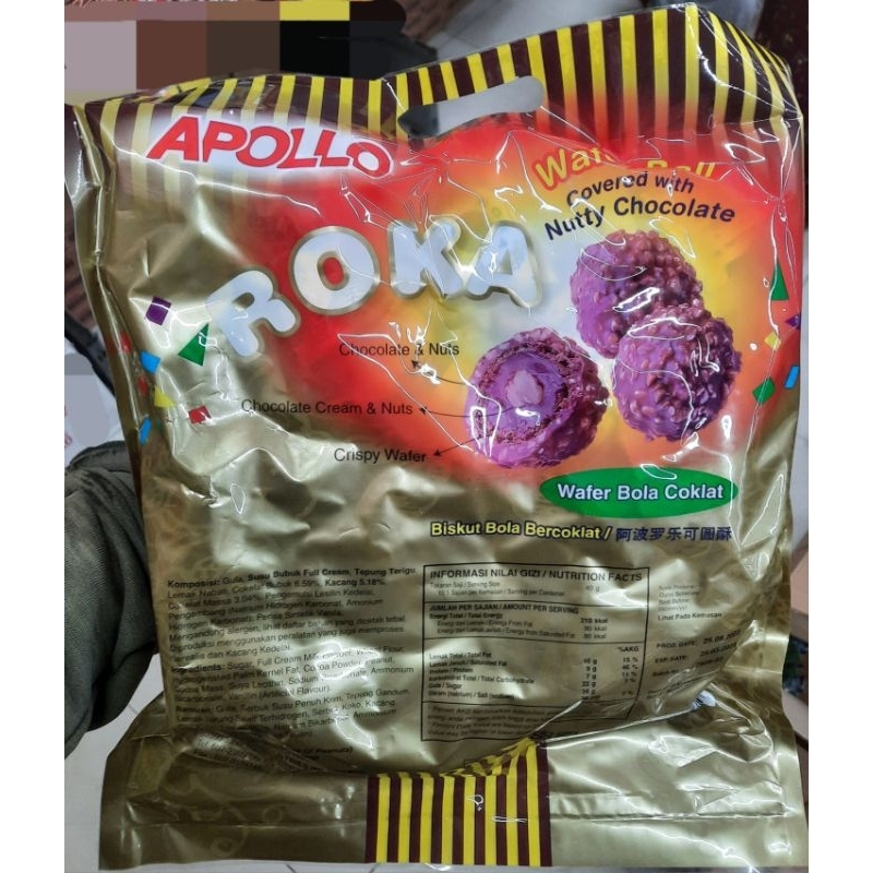 

Apollo Wafer Bola Coklat 420gram Roka Coklat Roka Wafer Ball