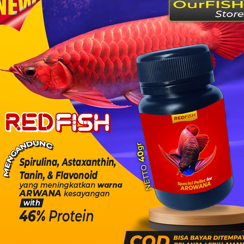 Pelet Ikan Arwana REDFISH Makanan Pakan Ikan Arwana Super Red Golden Red Silver Red Jardini Silver