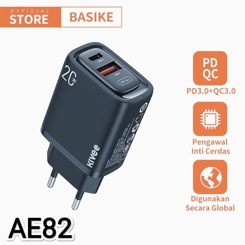 Kepala Batok Charger Adaptor Basike x Kivee Fast Charging 20WATT Type AE82