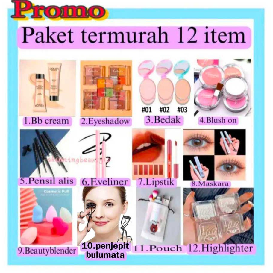 Terlaku Termurah Paket Makeup Kosmetik 12 item set terlengkap paket usaha