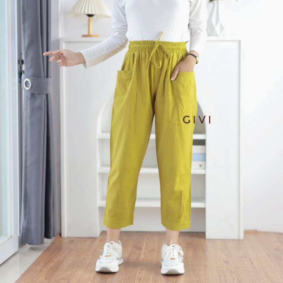 Tertarik celana haruka pants 78 linen crinkle premium JUMBO