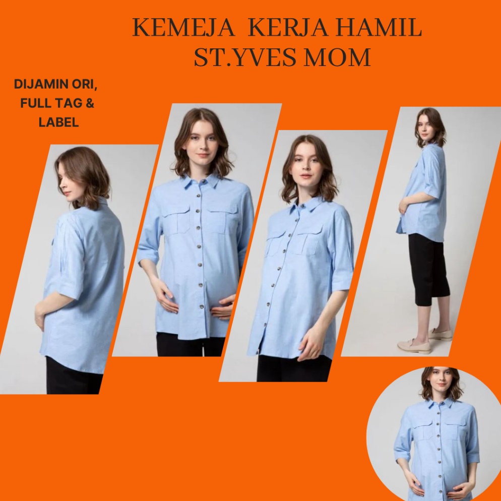 ART R45N Baju Hamil KerjaKemeja Hamil StYves Mom Blouse Lengan Panjang Print FlowerKemeja Hamil Kerj