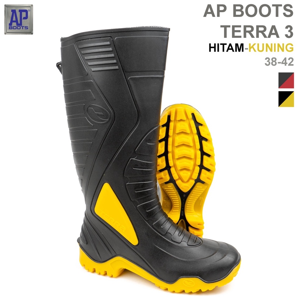LANGSUNG ATC AP Boots AP TERRA 3 HITAM KUNING  Sepatu boots PVC