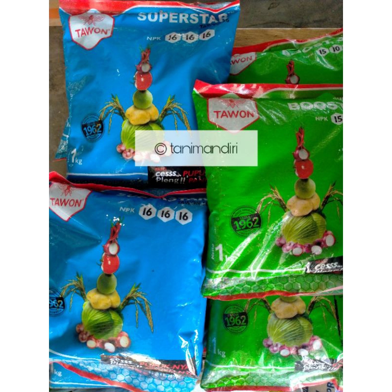 PUPUK TAWON NPK 16 16 16 DAN TAWON NPK 15 10 20 BERAT 1 KG  KEMASAN PABRIK dan