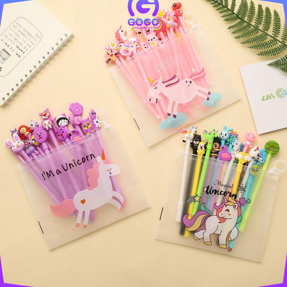 

GOL369 Terbaru GOGOA15 Pulpen Gel Karakter Lucu Set Isi 2PCS Pena FREE Zipper Pouch Tempat Pensil Transparan Murah