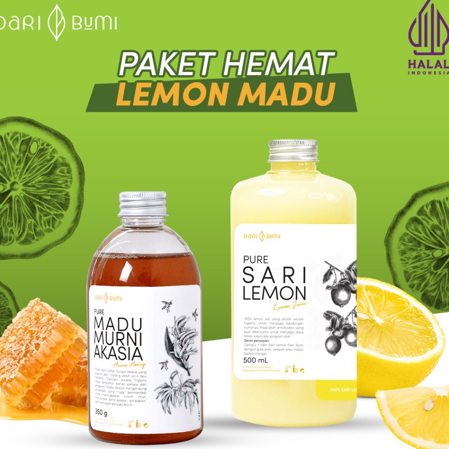 

COD Dari Bumi Paket Diet Sehat Detox Alami Sari Lemon 5 Ml Premium dan Madu Murni Akasia 35 Gr