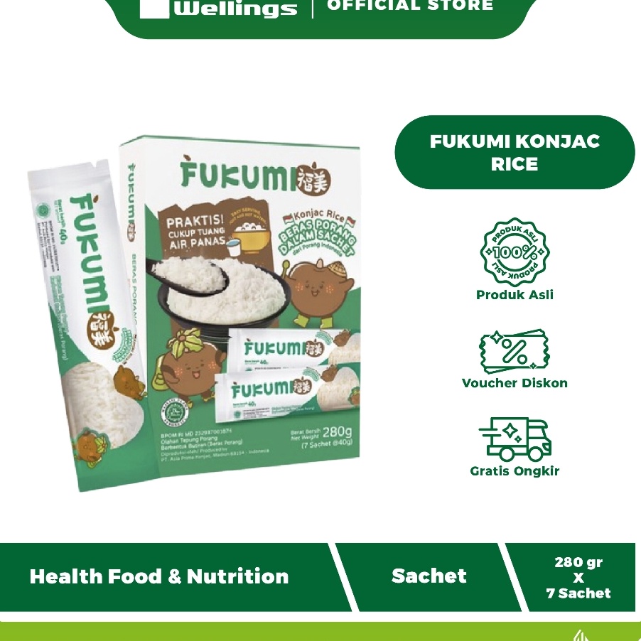 

Jangan Sampai Kehabisan FUKUMI KONJAC RICE BERAS PORANG RENDAH KALORI 7 SACHET 28 GR