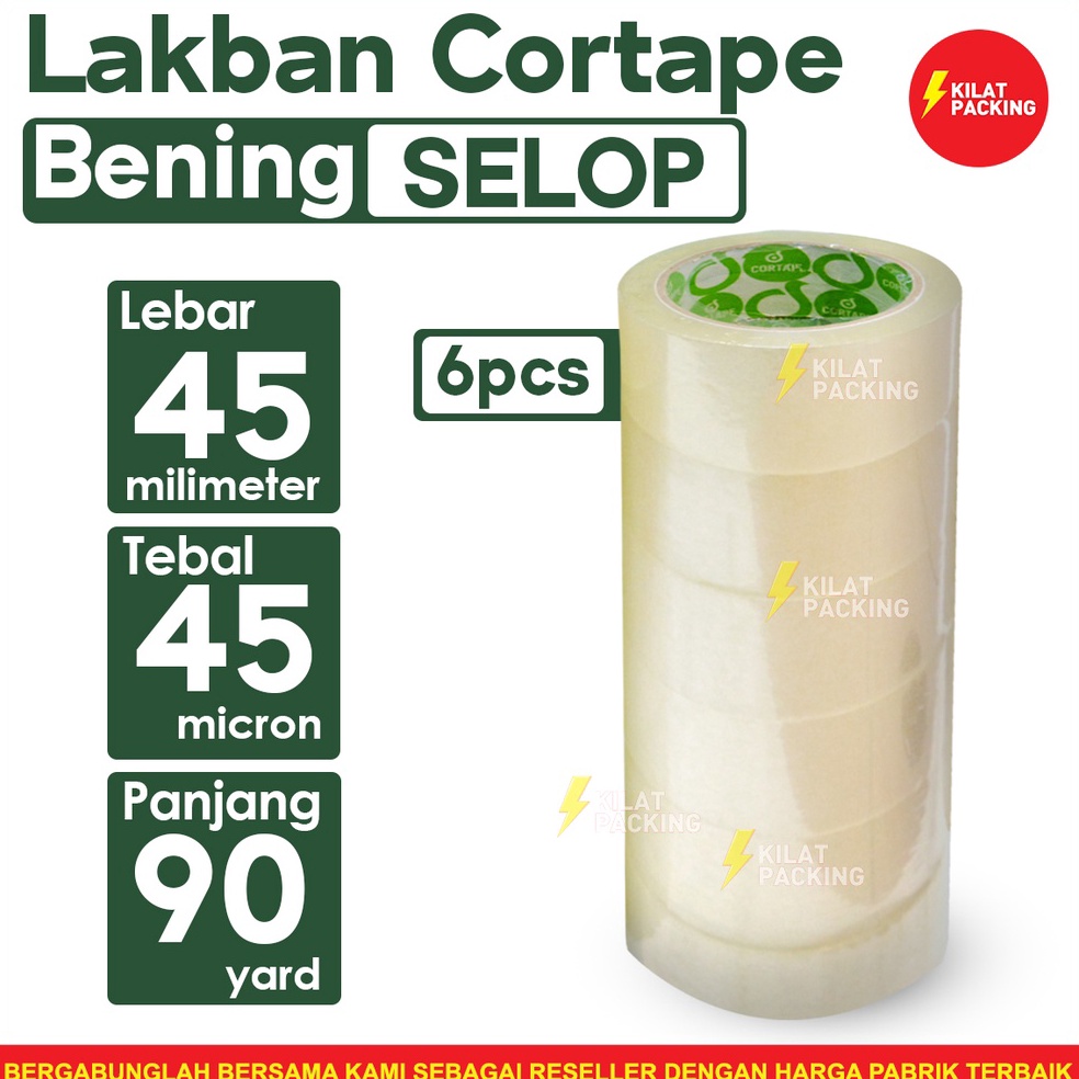 

LVD251 GROSIR Lakban Cortape Bening 45 mm x 9 yard Ekonomis Termurah 1 Selop