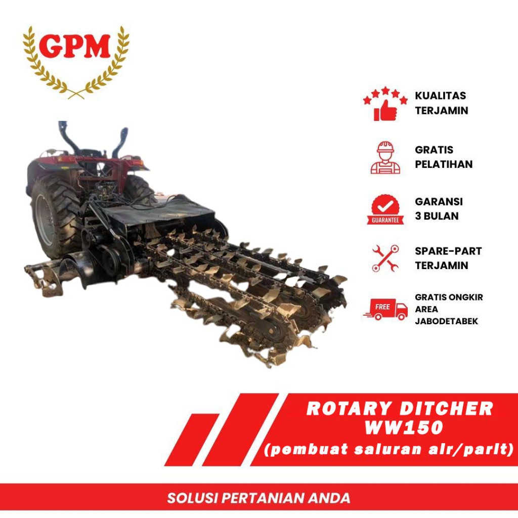 Implemen traktor roda 4 empat crawler rotary ditcher pembuat saluran air parit GALAXY WWC150