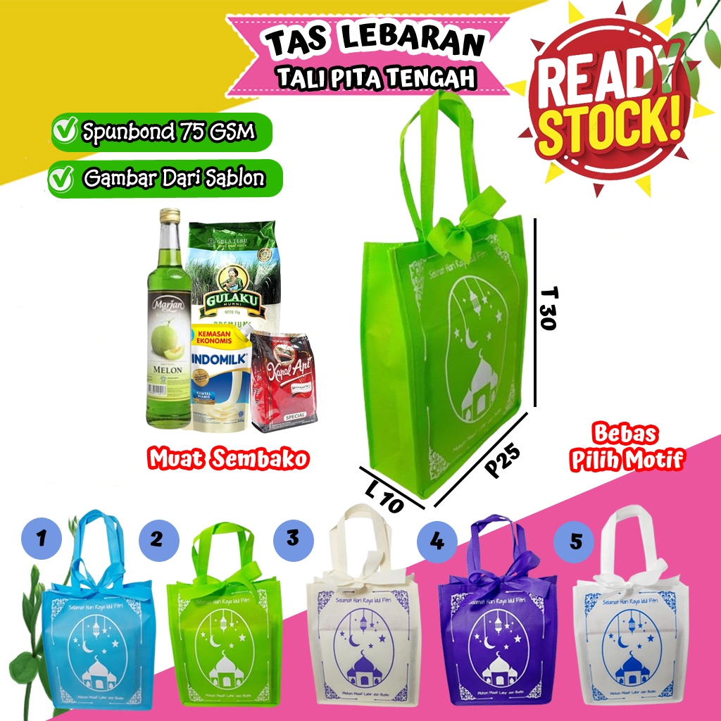 

Tas Souvenir Parcel Bingkisan Lebaran Sablon Ukuran Medium Tali Tengah Unik