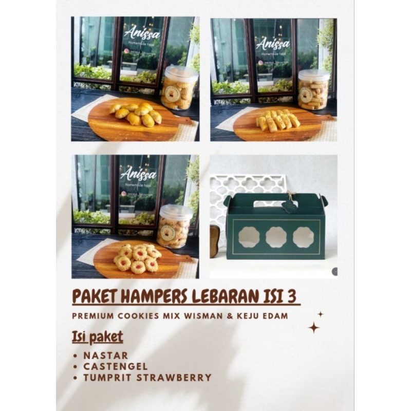 

Paket Hampers Lebaran isi 3 | Premium Cookies | Mix Wisman Butter | Toples bulat 600ml