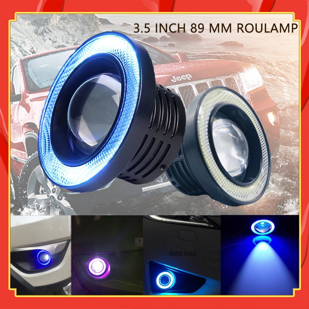 Lampu LED 2Pcs Foglamp Angel Eyes 89mm 3.5 inchi Mobil Kabut Mobil LED Angel Eyes Universal Ring BIR